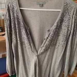 Womens gray cardigan sweater